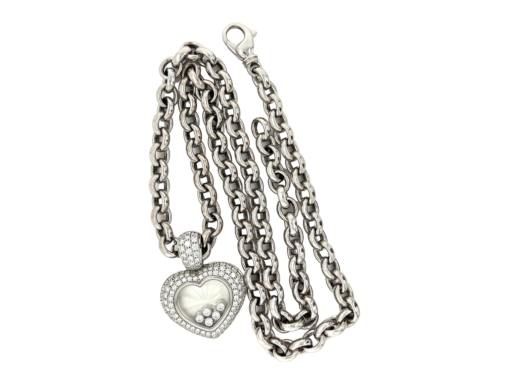 Chopard 79A038-1201 Happy Diamonds 18ct White Gold Heart Necklace -  thbaker.co.uk